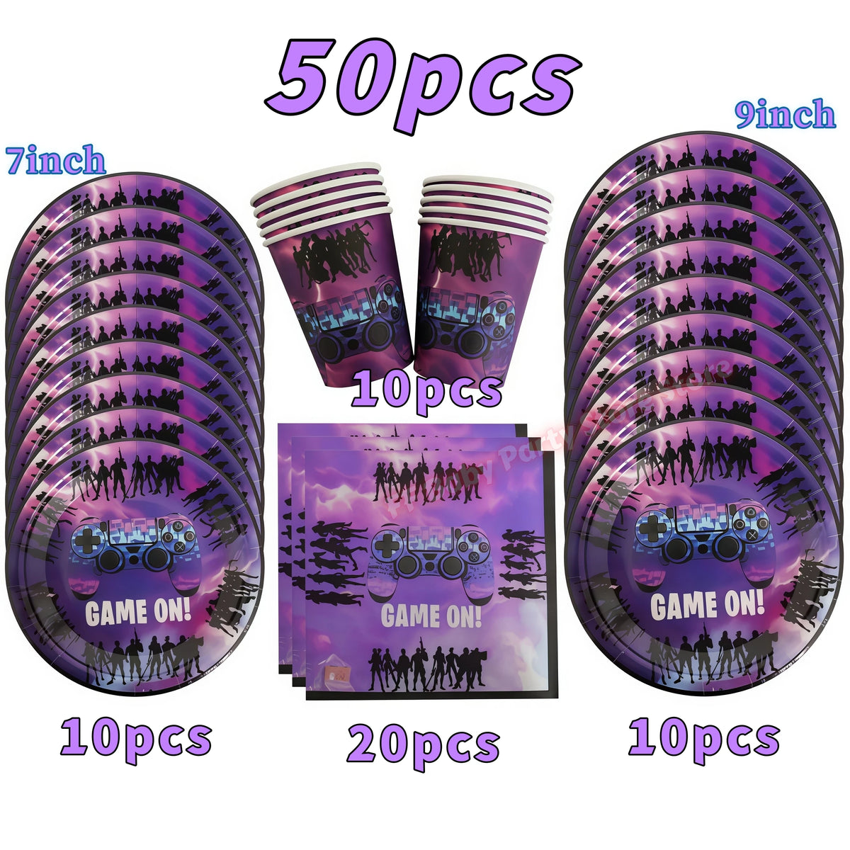 Video Game Birthday Party Supplies – Tableware, Balloons & Decor Party Tableware Set Babs 50pcs