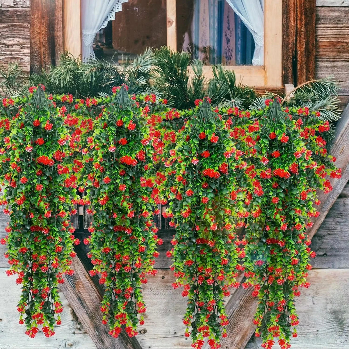 4-Pack UV Resistant Artificial Eucalyptus Hanging Vines Decor Artificial Hanging Vines Babs
