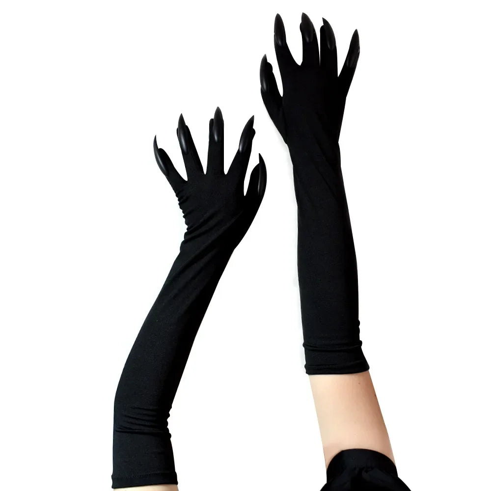 Black Ghost Claw Gloves – Halloween Cosplay Long Nail Costume Costume Gloves Babs