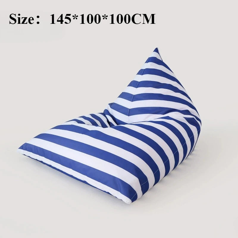 Portable Bean Bag Sofa – Modern Lazy Chair Indoor & Outdoor Bean Bag Sofa Babs Striped Blue