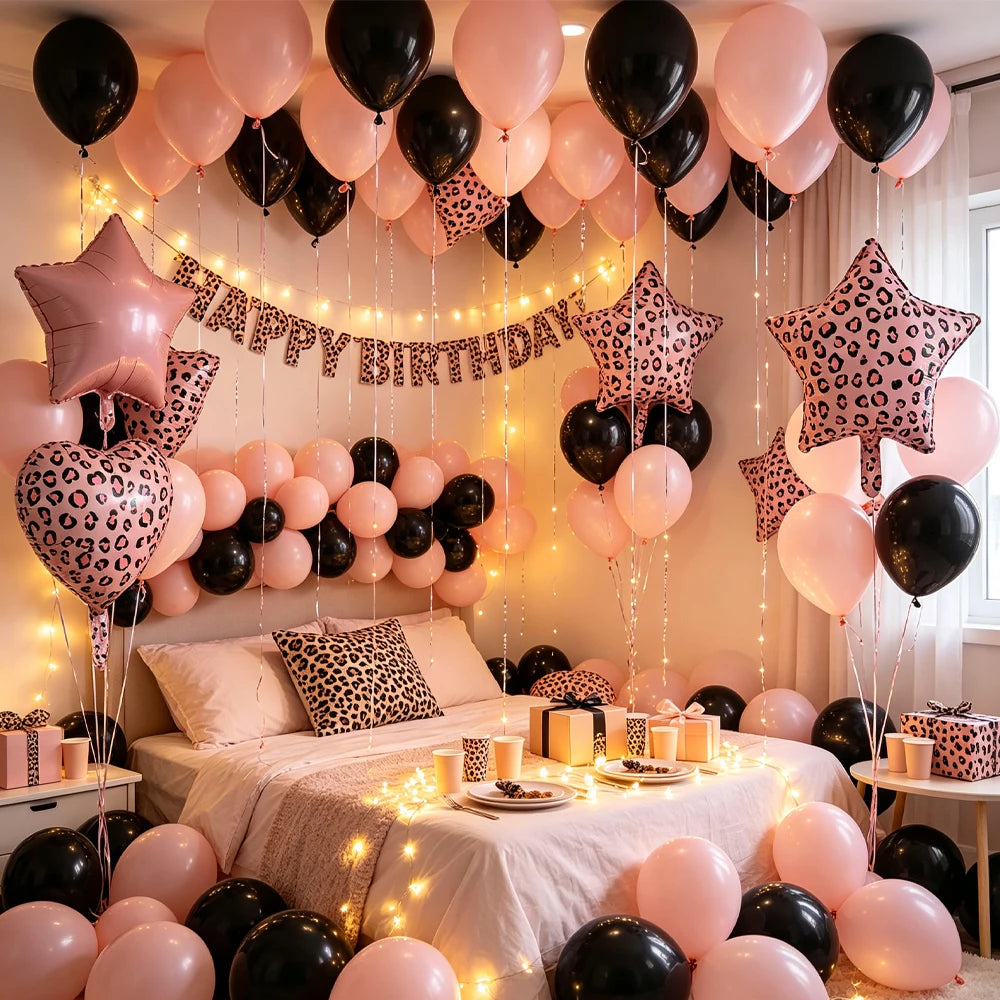 18" Pink Leopard Heart Foil Balloons – Party Decor 5/10/50 Pcs Party Foil Balloons Babs
