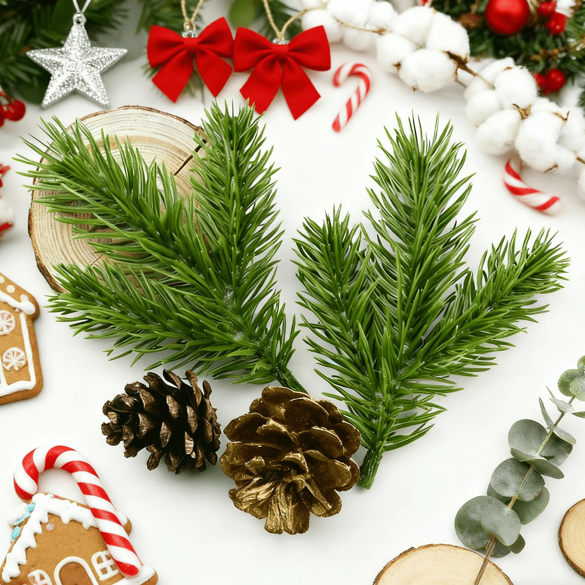 Artificial Mini Green Tree Branches Christmas & Wedding Décor Artificial Plant Sprigs Babs