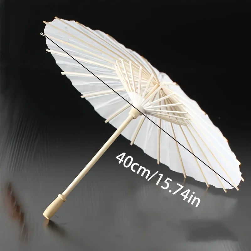 Handmade White Paper Umbrella – Wedding Decor & Photo Prop Decorative Umbrella Babs white 40cm 24K Solid Wood