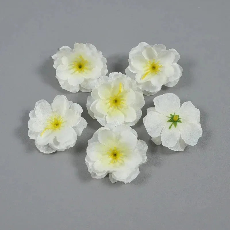 Artificial Cherry Blossom Heads – Silk Peach Flower Decor 10/20/50 Artificial Flower Heads Babs White 50Pcs