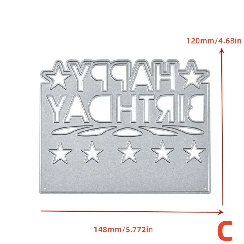 Happy Birthday Metal Cutting Die Stencil – DIY Card Making Metal Cutting Die Babs