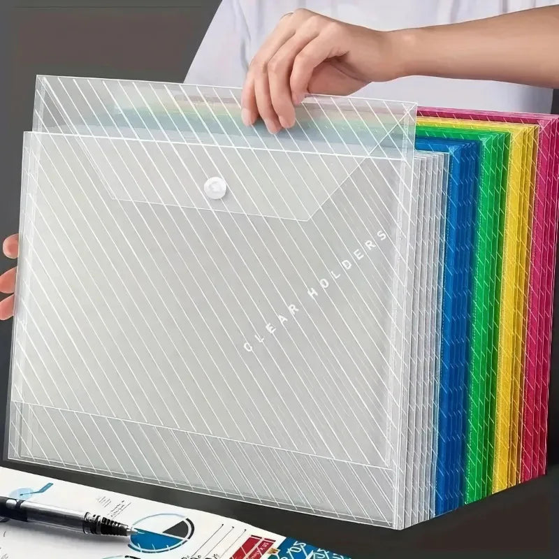 10-Pack Foldable Transparent File Bags for Office & School File Folder Set Babs