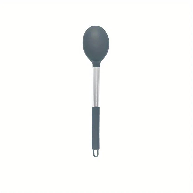 Silicone Spoon with Tube Handle – Heat-Resistant & Easy Grip Silicone Cooking Spoon Babs Grey