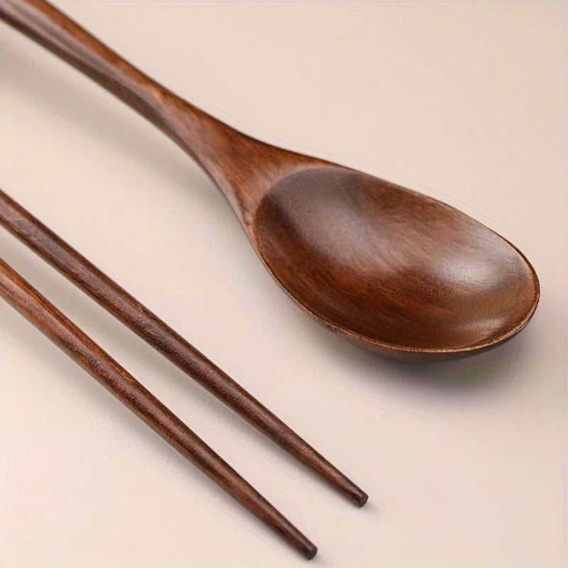 Wooden Spoon & Chopstick Set – 2pc Eco Wood Cutlery Wooden Cutlery Set Babs