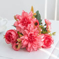 Silk Artificial Dahlia Rose Daisy Bouquet – Wedding & Home Decor Artificial Flower Bouquet Babs color 7 1pc