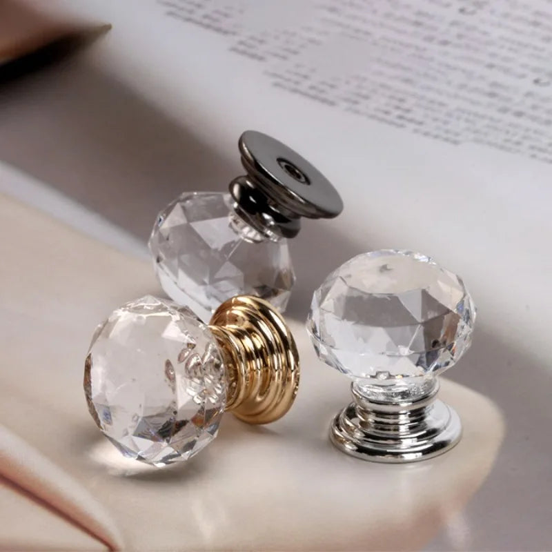 5pcs Crystal Acrylic Round Cabinet & Drawer Handles – 4 Colors Cabinet Drawer Pulls Babs