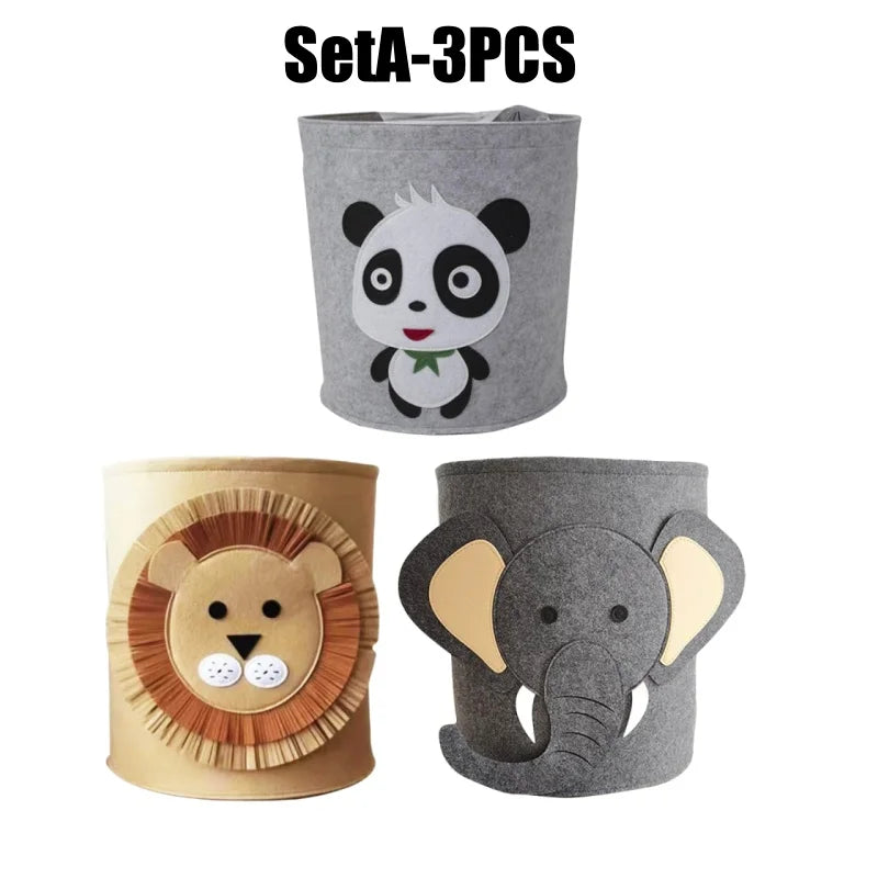 Foldable Cartoon Kids Felt Storage Basket & Toy Organizer Kids Storage Basket Babs SetA-3PCS 35x35CM