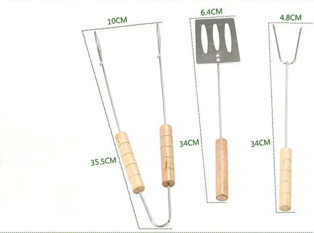 3-Piece Stainless Steel BBQ Tool Set – Tongs, Fork & Shovel BBQ Tool Set Babs
