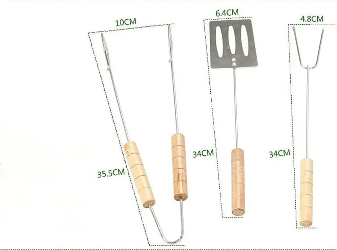 3-Piece Stainless Steel BBQ Tool Set – Tongs, Fork & Shovel BBQ Tool Set Babs