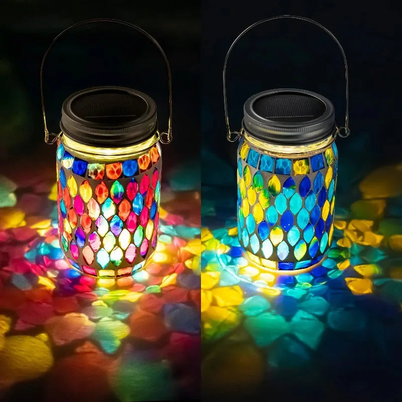 Solar Mosaic Hanging Lamp – Waterproof Glass Outdoor Light Solar Hanging Lantern Babs