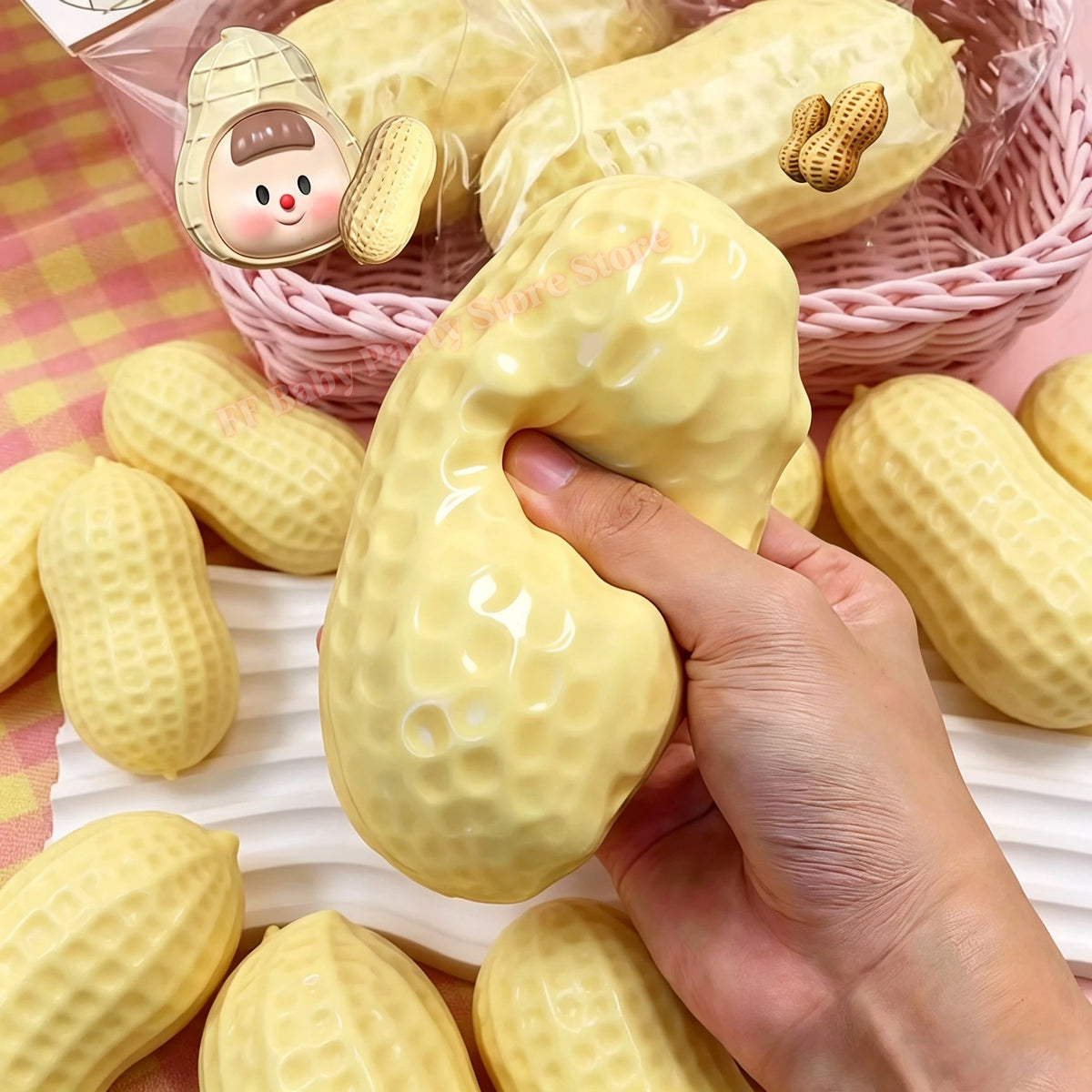 Peanut Squishy Fidget Squeeze Ball – Soft ASMR Toy for Kids Squishy Fidget Toy Babs