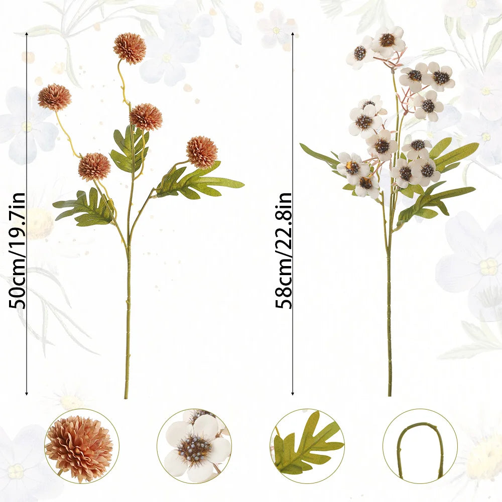 2Pcs Silk Daisy Artificial Flowers – Wedding & Home Decor Artificial Silk Flowers Babs