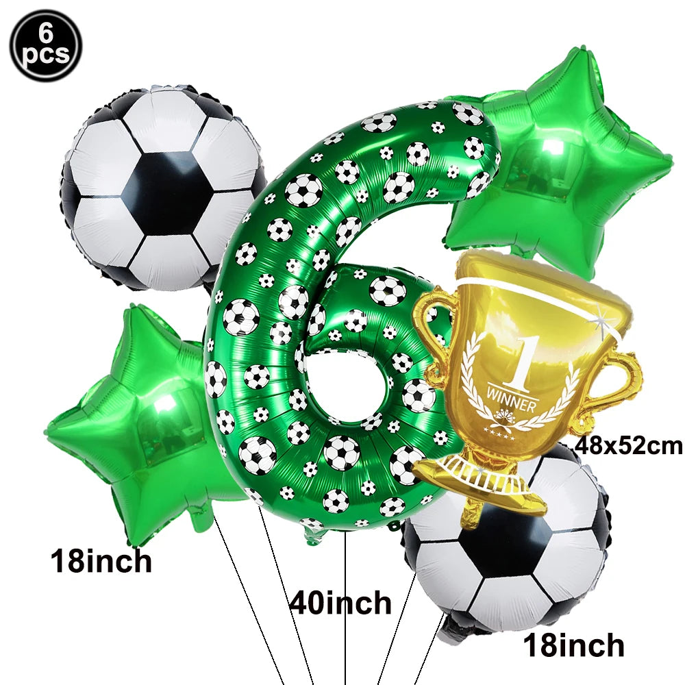 Soccer 6th Birthday Party Supplies – Balloon & Tableware Kit Party Supplies Kit Babs A-6 as show