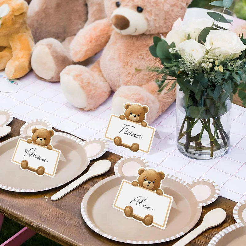 Brown Bear Place Cards 20/50pc – Party & Wedding Table Decor Party Place Cards Babs