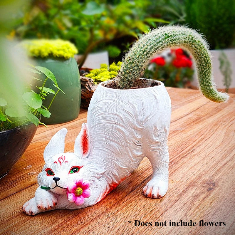 Creative Fox Resin Flower Pot – Cartoon Desktop Planter Decorative Planter Babs