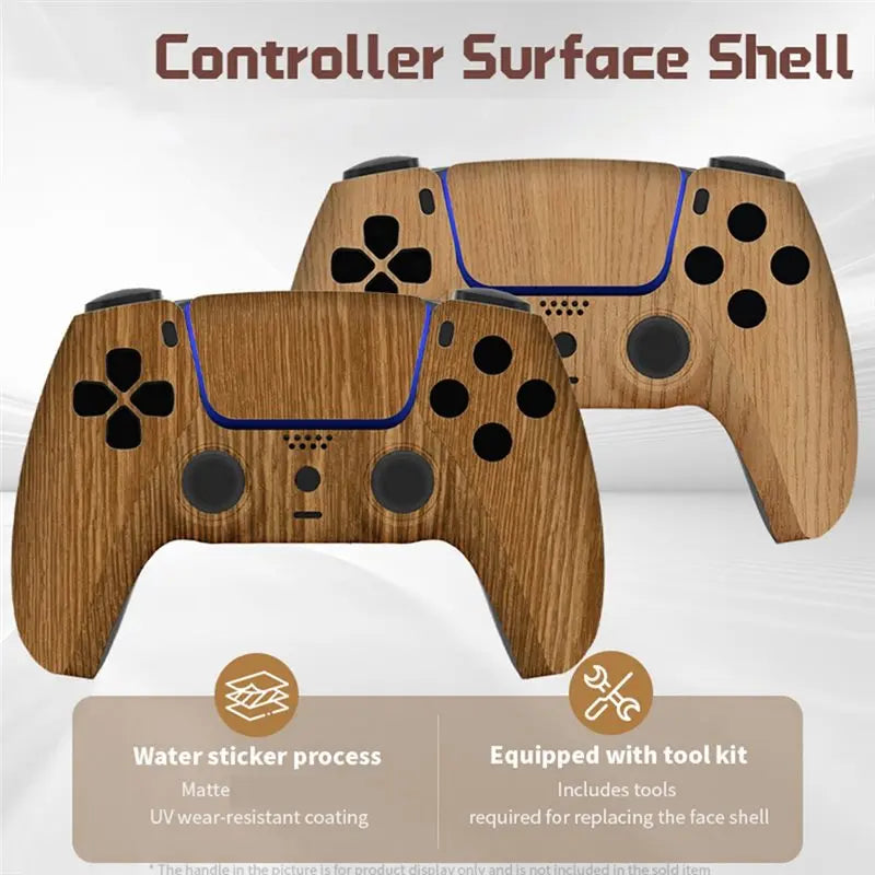 PS5 Controller Front Shell Wood Grain – BDM-010 to 050 Replacement Controller Replacement Shell Babs