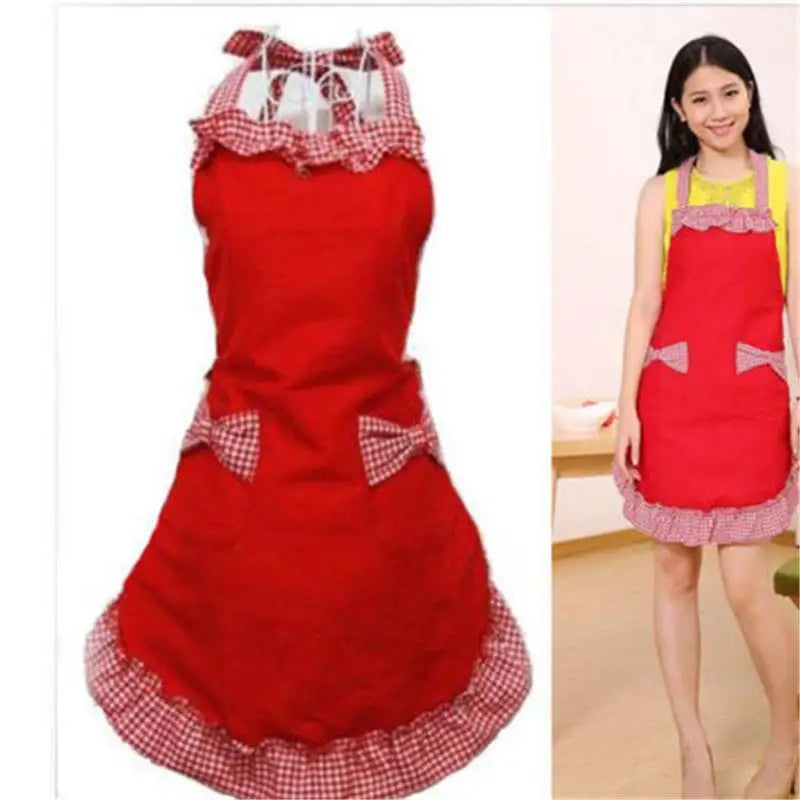 Women's Vintage Bib Apron Dress – Bowknot, Pocket, Canvas Kitchen Apron Dress Babs
