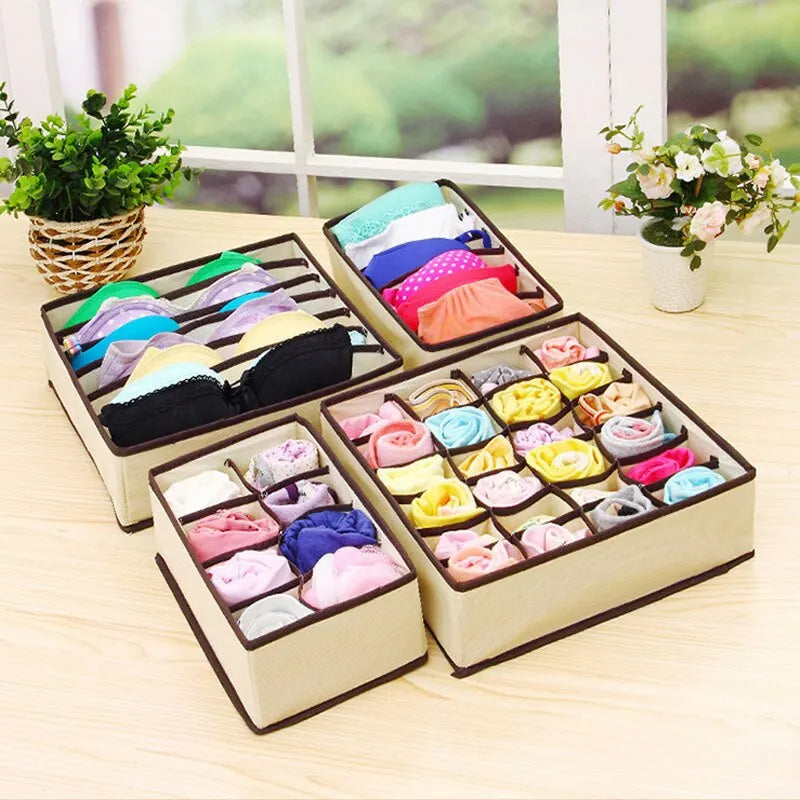 Fabric Grid Storage Box – Underwear, Bra & Sock Organizer Drawer Storage Organizer Babs
