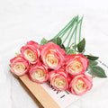 Tulip Rose Artificial Silk Flower Bouquet – 3/5 Pcs Home & Wedding Artificial Flower Bouquet Babs Pastel Yellow 3Pcs