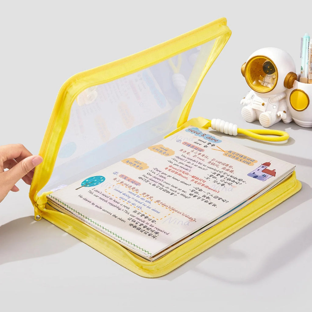Transparent Zippered Document Bag with Clip – A4 Mesh Pouch Document Storage Bag Babs