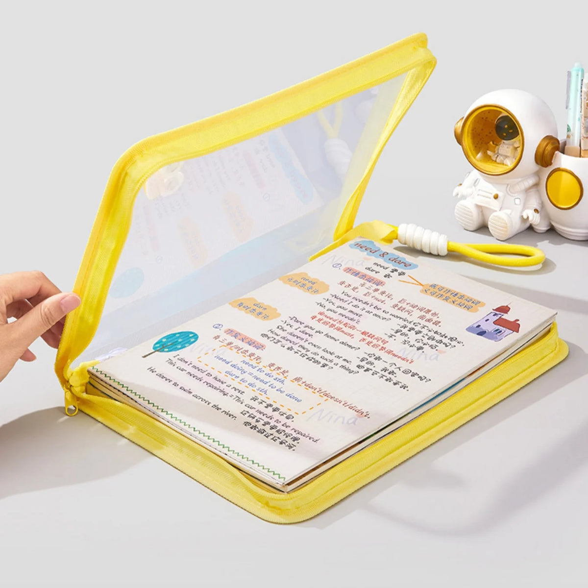 Transparent Zippered Document Bag with Clip – A4 Mesh Pouch Document Storage Bag Babs