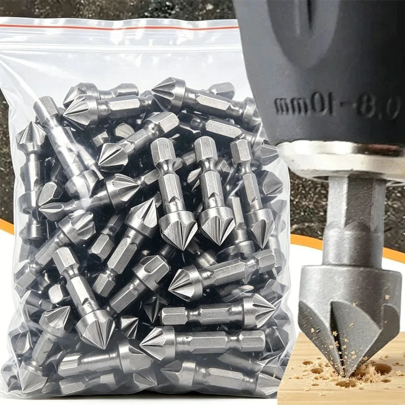 6-Blade Hex Shank Countersink Drill Bit – Carbon Steel Wood Countersink Drill Bit Babs