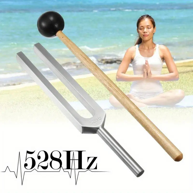 528Hz Aluminum Tuning Fork with Mallet – Chakra & Yoga Set Sound Healing Fork Babs