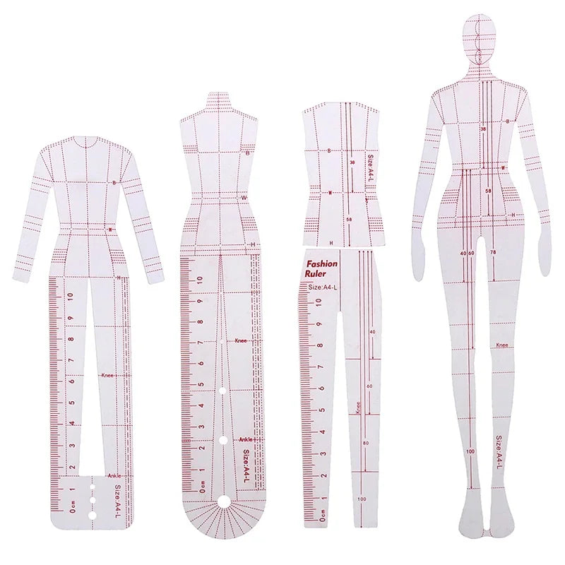 5pc Women's Fashion Drawing Ruler Set – Figure Sketch Template Fashion Drawing Ruler Babs 4pcs a set