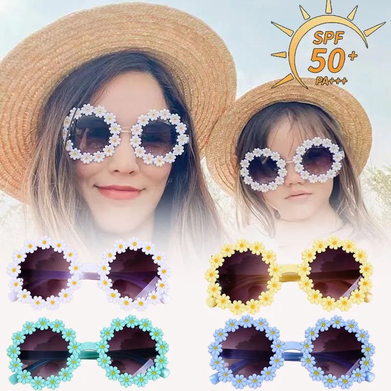 Kids Daisy Flower Sunglasses UV400 Round Frame | 1-8 Pack Kids Sunglasses Babs