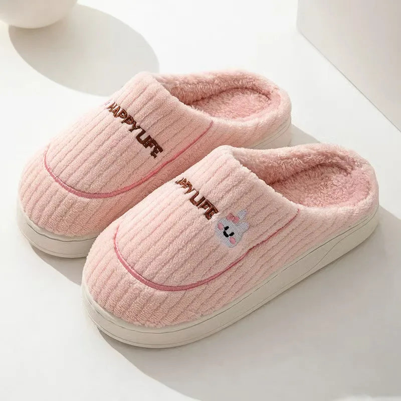 Thickened Cotton Cartoon Slippers – Warm Indoor House Shoes Indoor House Slippers Babs 38-39 Pink