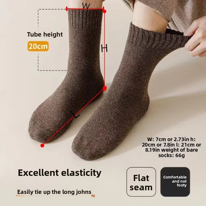 Fleece Lined Thermal Wool Socks – Thick Terry Mid-Calf, 2 Pairs Thermal Wool Socks Babs