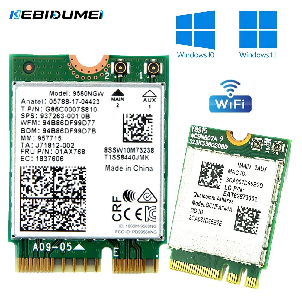 KEBIDUMEI Dual Band WiFi Card 9560NGW + BT 5.0 | M.2 CNVio PC Wireless Network Card Babs