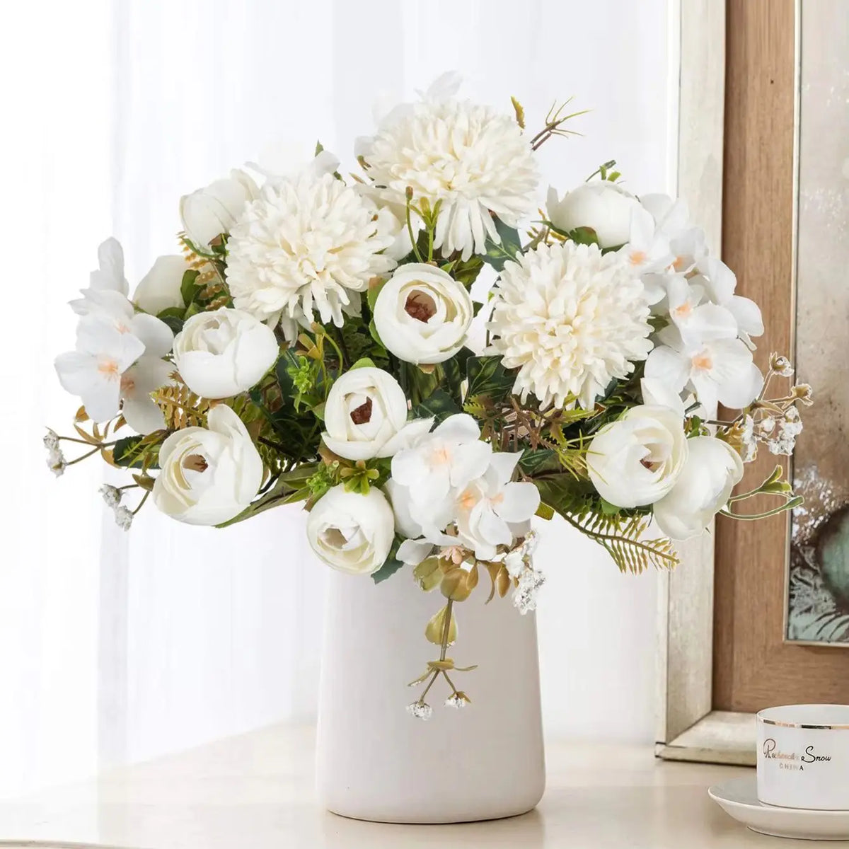 Silk Tea Rose Bud Artificial Bouquet – Wedding & Home Decor Artificial Flower Bouquet Babs