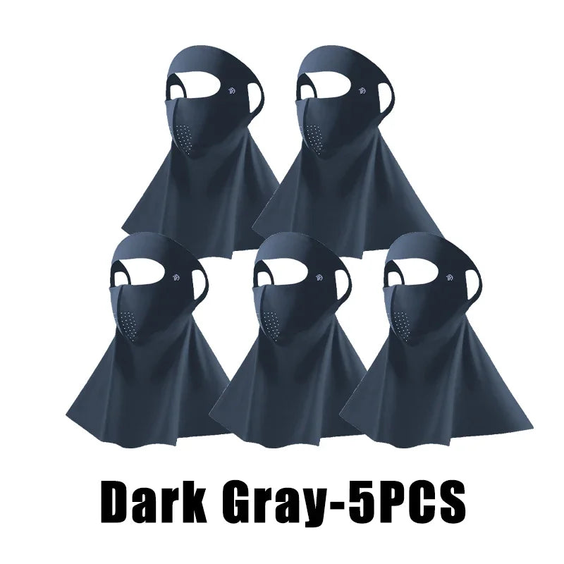 UPF50+ Ice Silk Sun Protection Mask & Neck Scarf – Anti-UV Sun Protection Mask Babs Dark Grey 5PCS