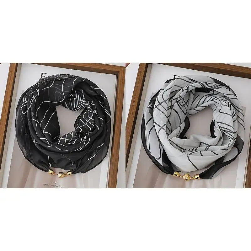 Women's Lightweight Printed Magnetic Clasp Scarf | All-Season Women's Fashion Scarf Babs