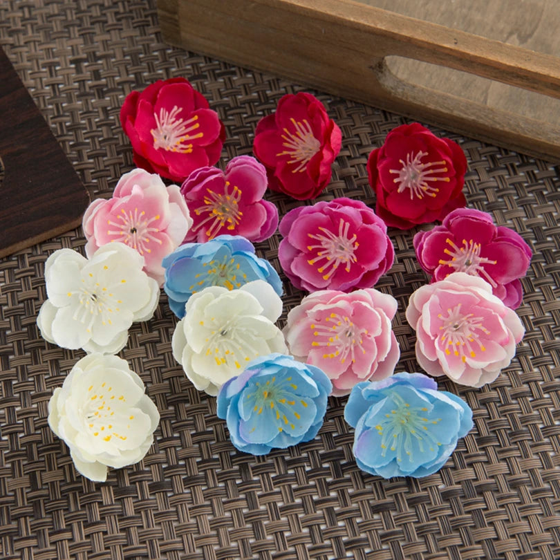 50/100 Pcs Artificial Silk Cherry Blossom Flowers for Decor Artificial Silk Flowers Babs