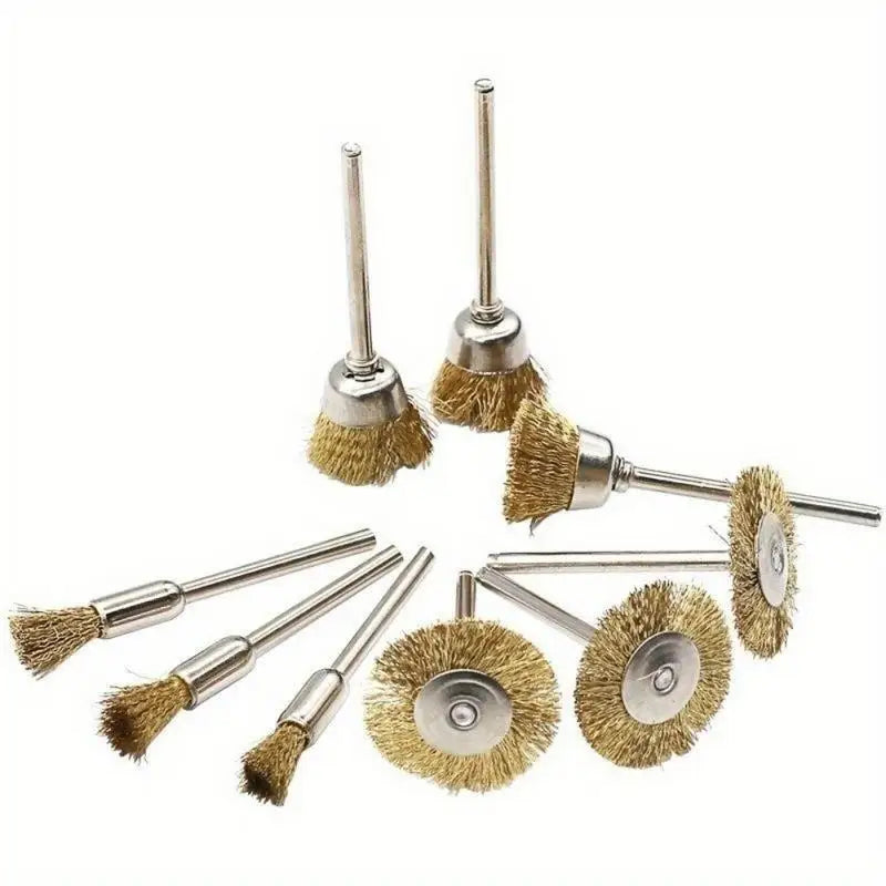 9PCS Brass Wire Brush Set – Grinding, Deburring & Polishing Wire Brush Set Babs