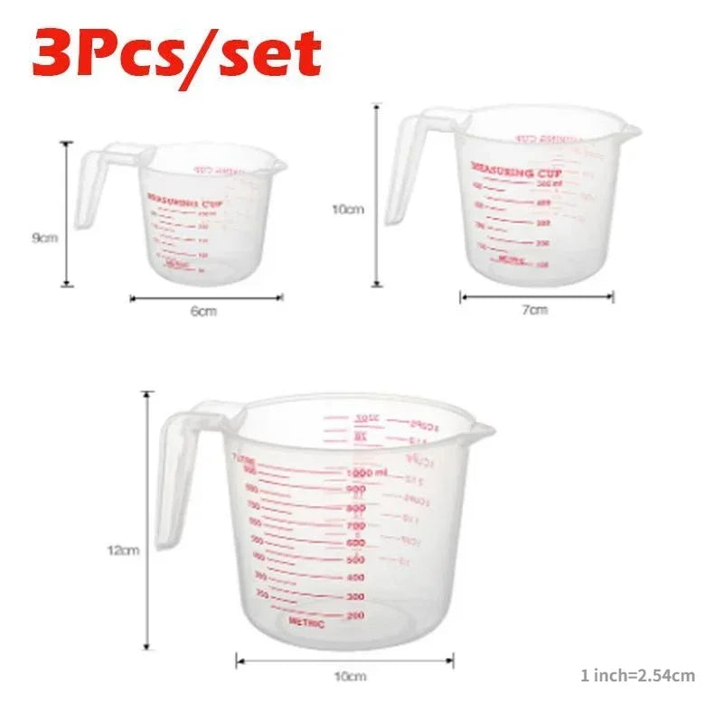 3-Piece Plastic Measuring Cups Set – 250ml, 500ml & 1000ml Measuring Cup Set Babs 3pcs pack