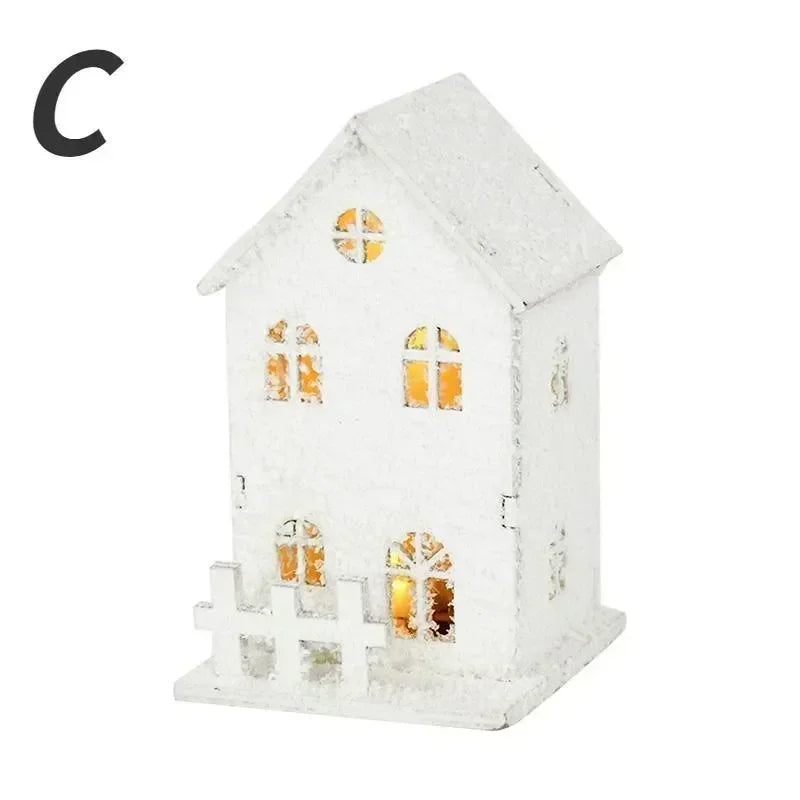 LED Wooden Christmas House Snowflake Cabin Ornament | Xmas Décor Christmas Cabin Ornament Babs C