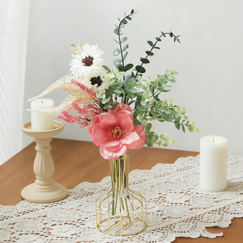 Artificial Silk Peony Poppy Daisy Eucalyptus Bouquet – Home Décor Artificial Flower Bouquet Babs