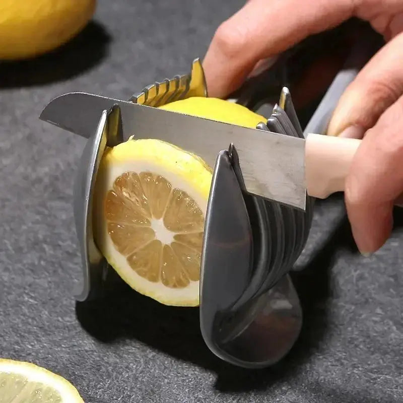 Handheld Fruit & Vegetable Slicer – Lemon Tomato Onion Cutter Fruit Vegetable Slicer Babs