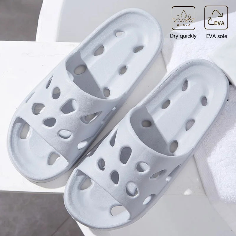 Non-Slip Hollow Shower Slippers – Soft Indoor House Sandals Indoor Shower Slippers Babs Grey-1Pair 40