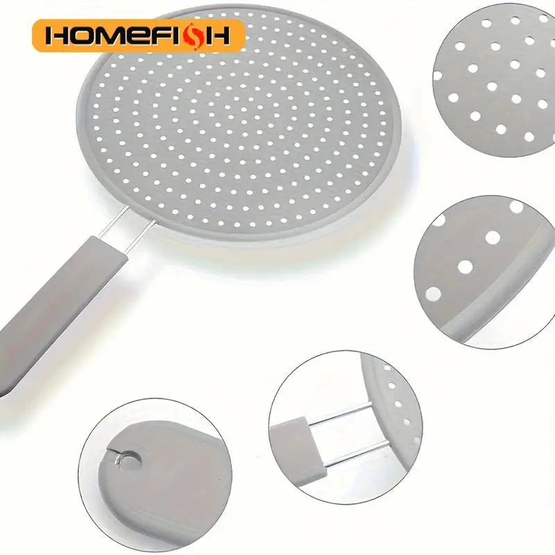 Silicone Splatter Screen with Handle – Heat-Resistant Pan Lid Splatter Screen Babs