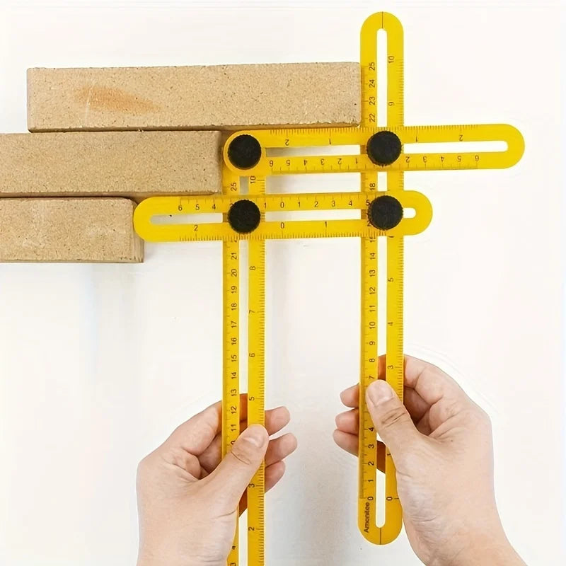 4-Arm Adjustable Angle Ruler – Foldable Woodworking Template Tool Angle Measuring Ruler Babs