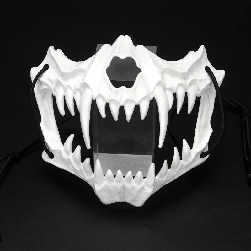 Halloween Skull Half Face Mask – Cosplay & Costume Prop Costume Face Mask Babs White-C
