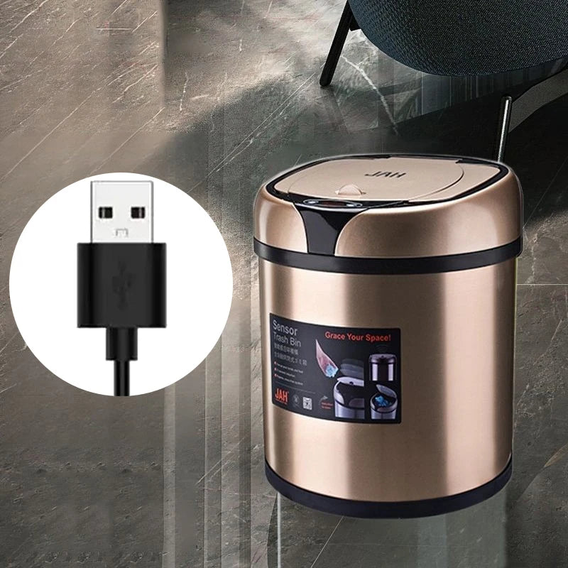 Automatic Sensor Stainless Steel Trash Can – Large Capacity Sensor Trash Can Babs Champagne-Charge 6L